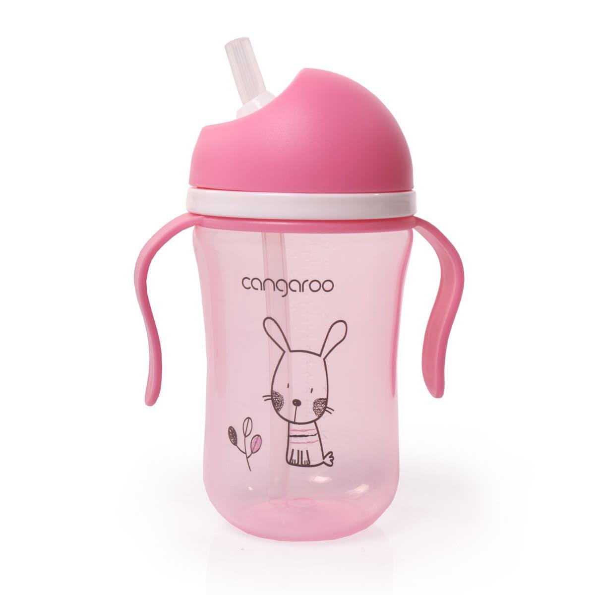 Cangaroo Bunny szívószálas itatópohár pink