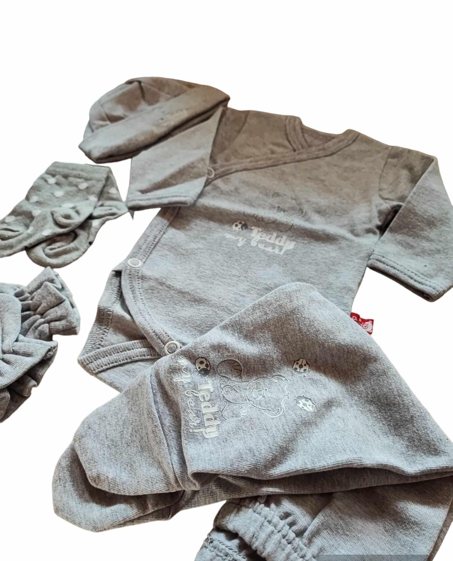 Topp 5 részes bébi szett szürke maci 50-56,fehér elefánt 50-56