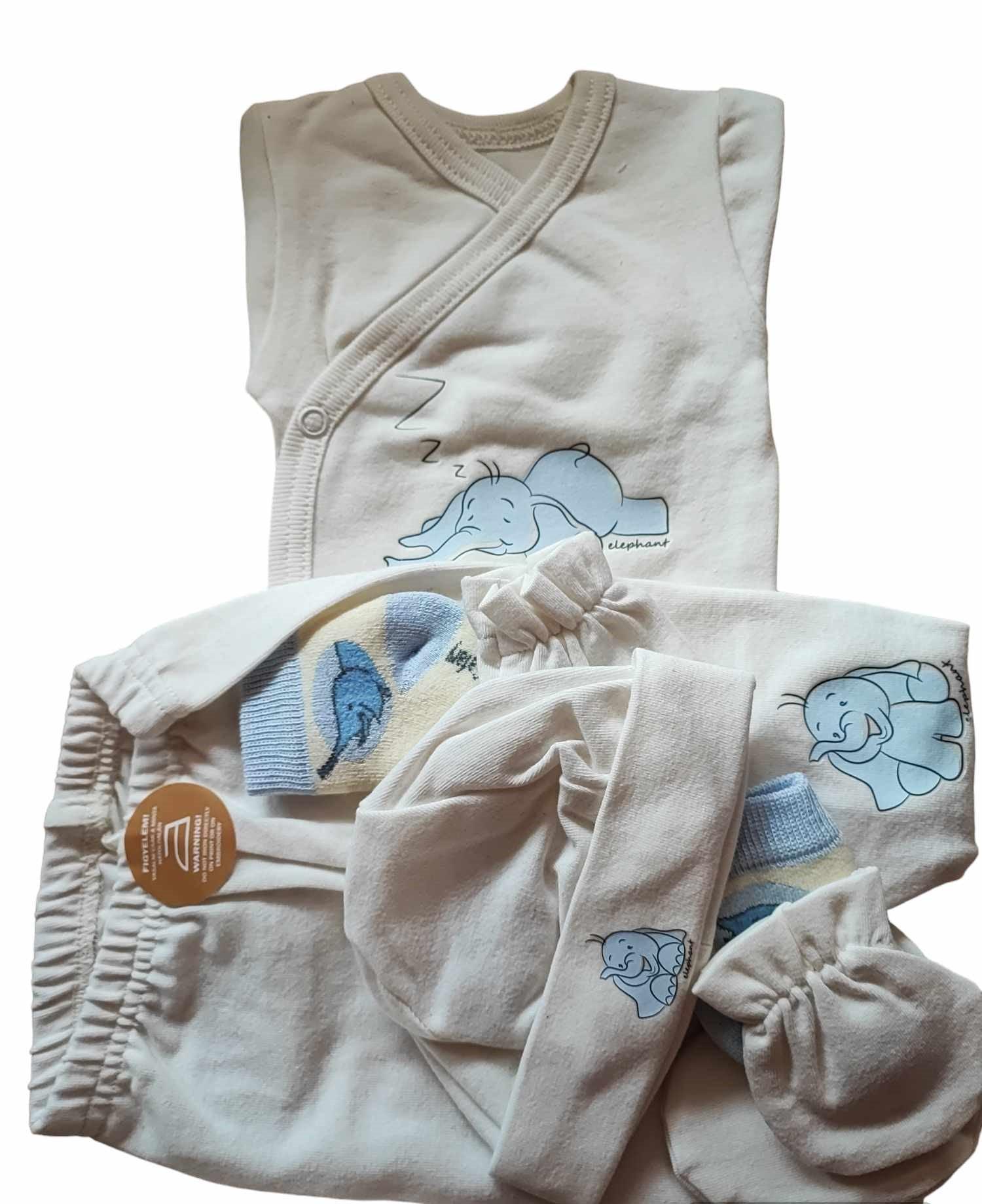 Topp 5 részes bébi szett szürke maci 50-56,fehér elefánt 50-56