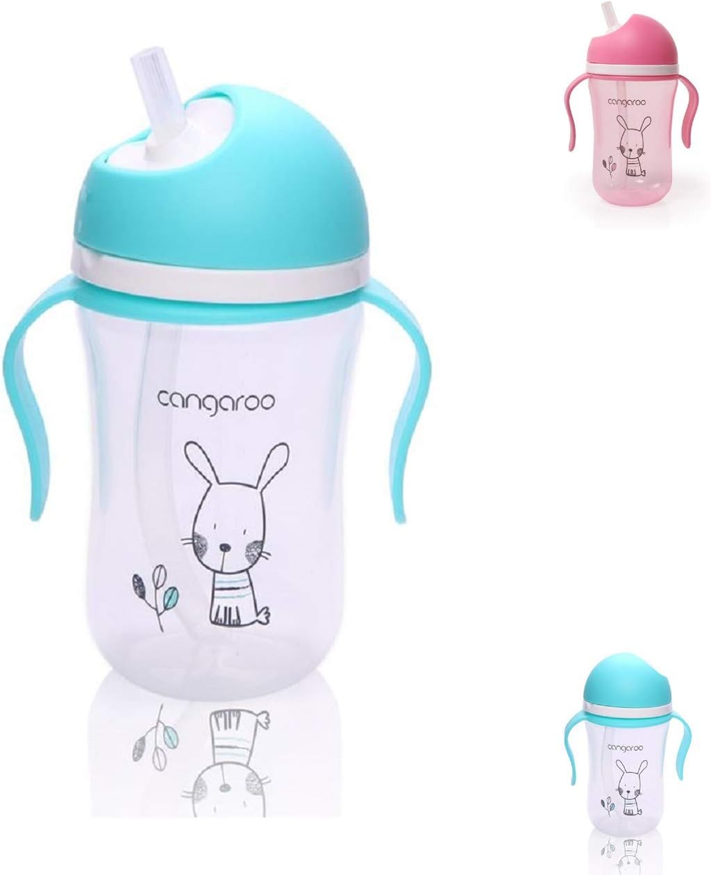 Cangaroo Bunny szívószálas itatópohár kék,pink