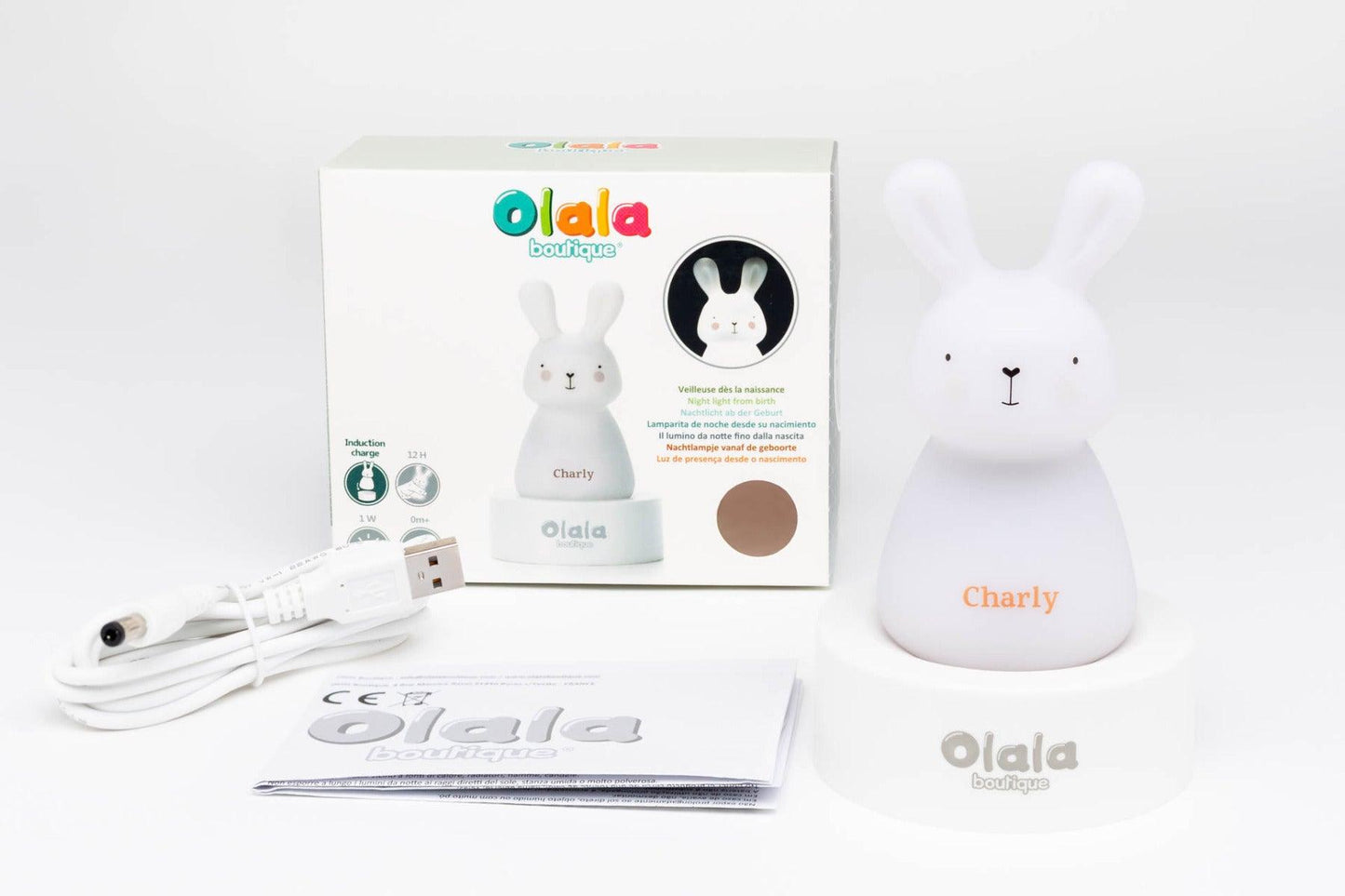 Olala Rabbit solo éjszakai fény fehér,kék,pink
