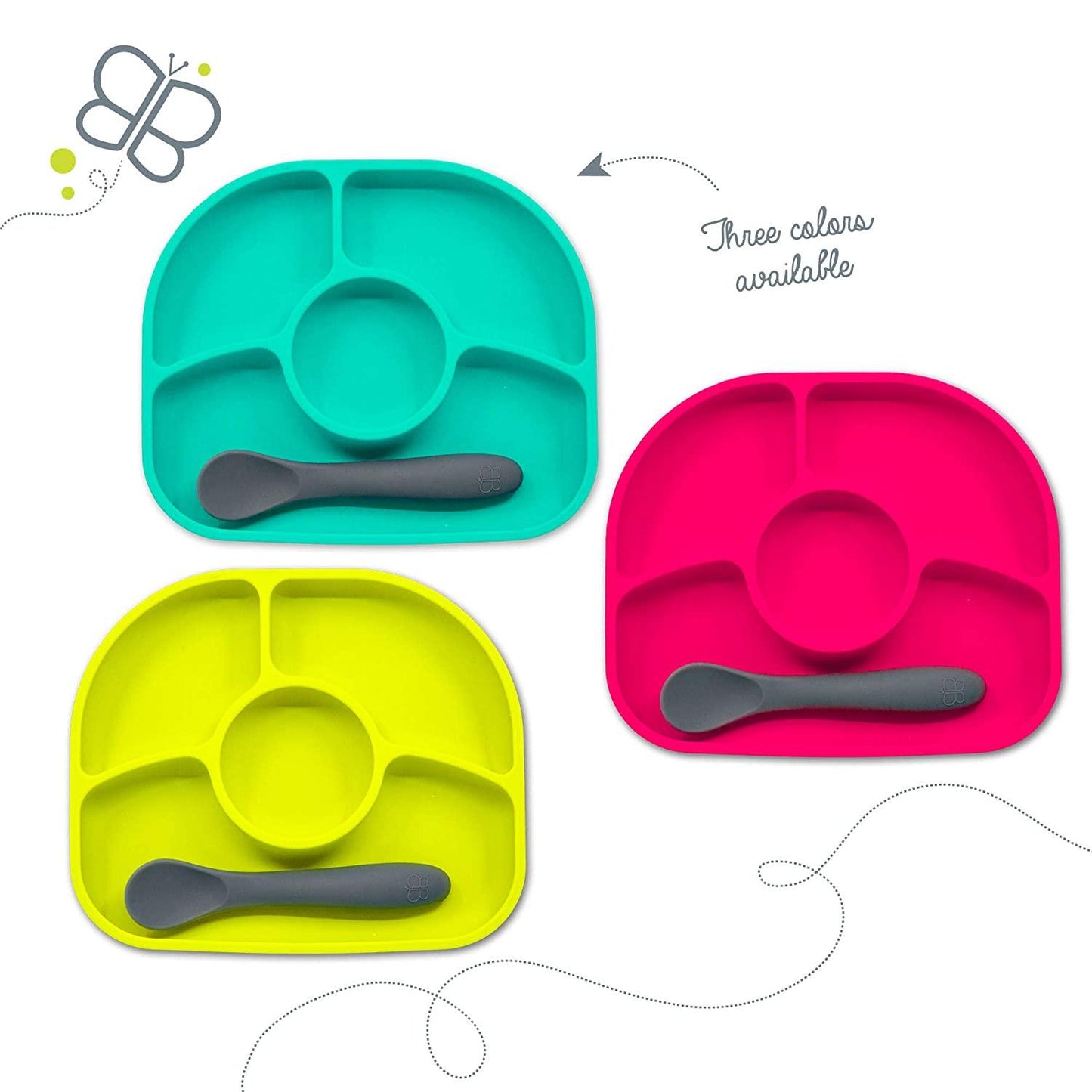 Bblüv Yümi szilikon tányér szett aqua,lime,pink,szürke