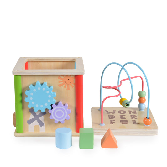 Moni wooden activity cube - oktatójáték
