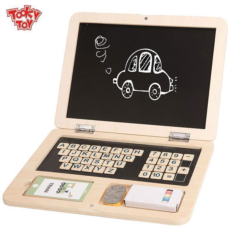 Tooky Toy fából készült kisgyerek laptop