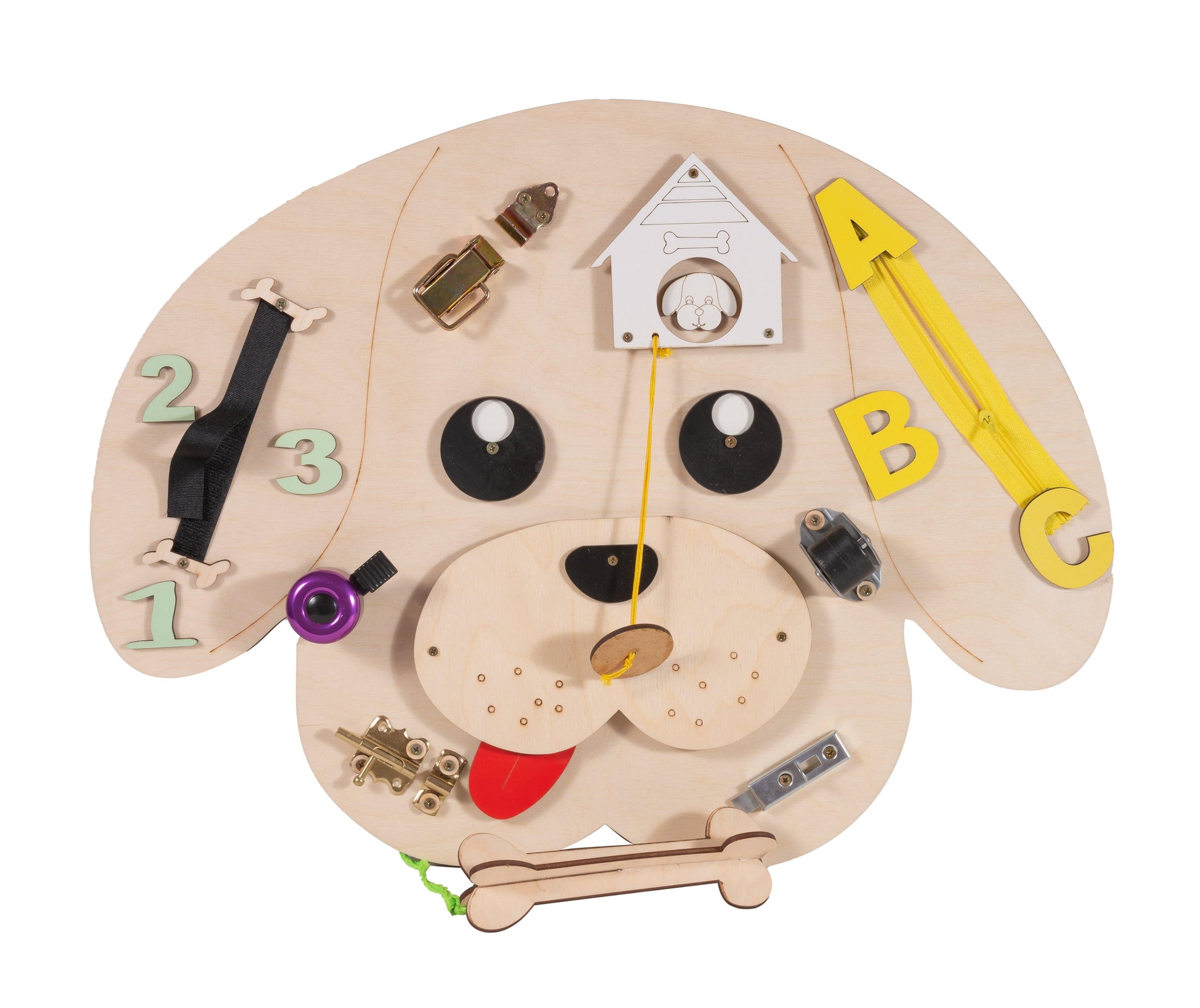 Montessori  fából készült matatófal kutya