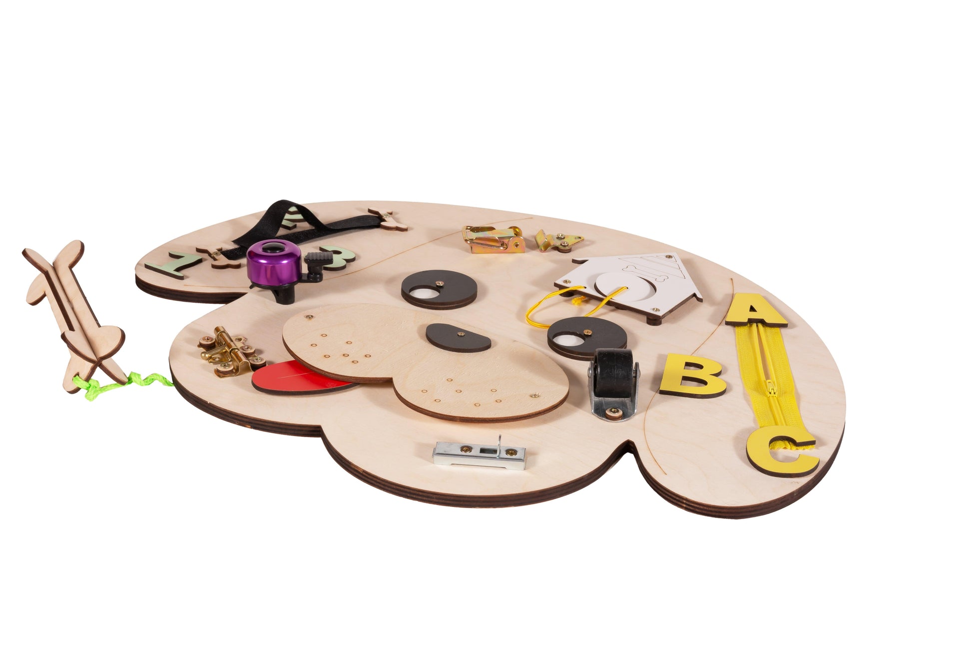 Montessori  fából készült matatófal maci,cica,kutya,béka,csiga