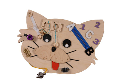 Montessori  fából készült matatófal maci,cica,kutya,béka,csiga