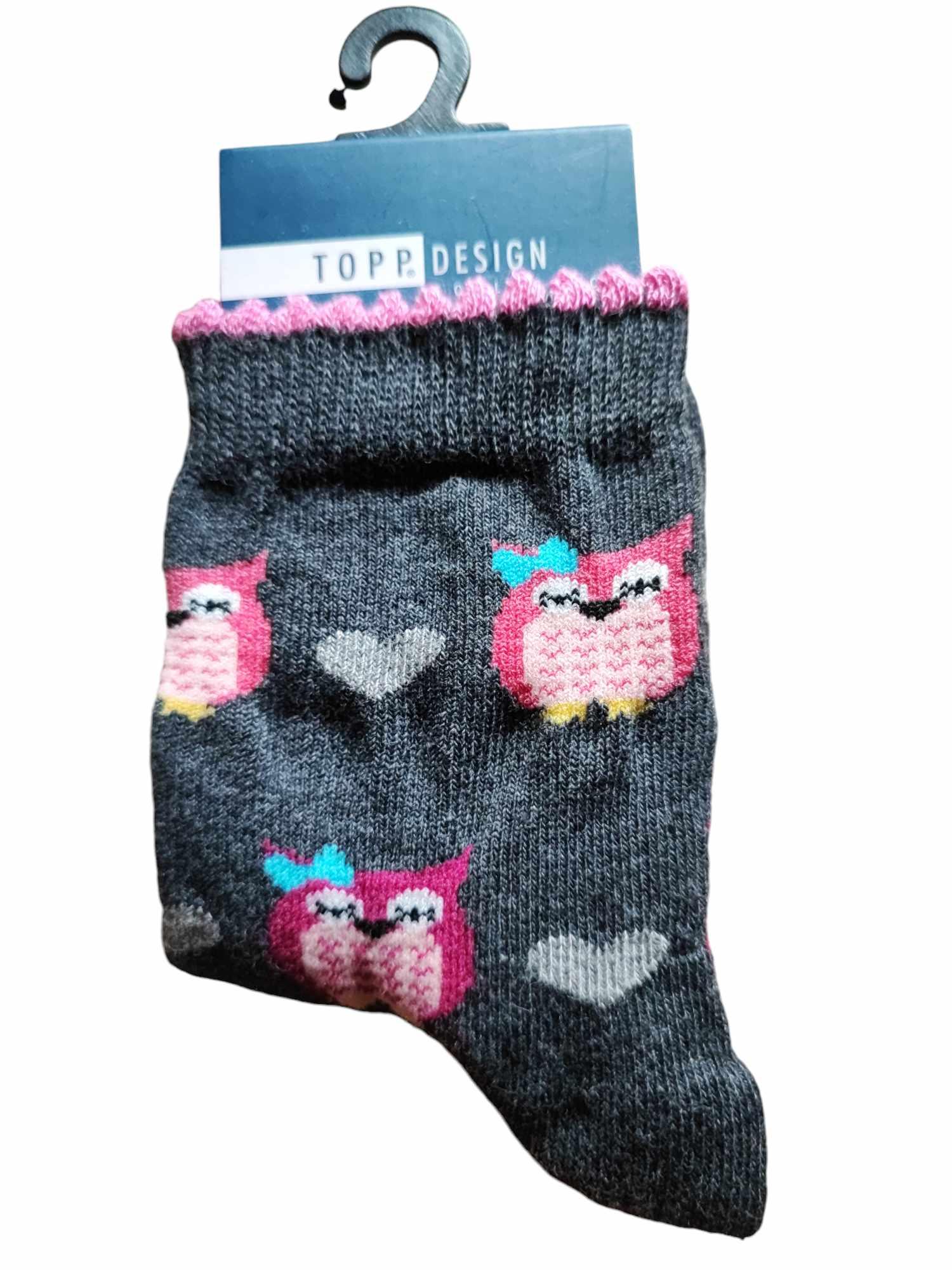 Topp Design Collection bagoly mintás gyerek zokni s.szürke apró bagoly 23-26