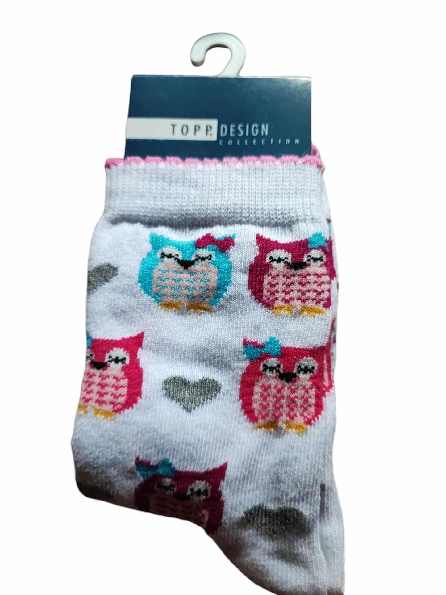 Topp Design Collection bagoly mintás gyerek zokni fehér apró bagoly 27-30