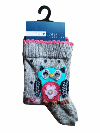 Topp Design Collection bagoly mintás gyerek zokni v.kék bagoly 23-26