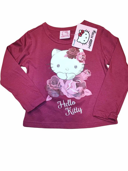 Hello Kitty pamut felső bordó 2-3 éves,bordó 5-6 éves