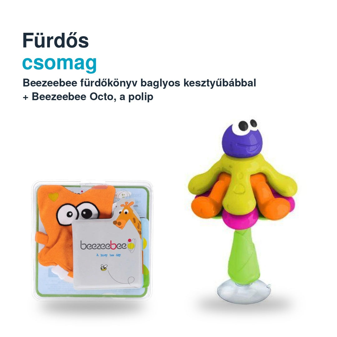 Beezeebee fürdőjáték szett – fürdőkönyv baglyos kesztyűbábbal és Octo, a polip