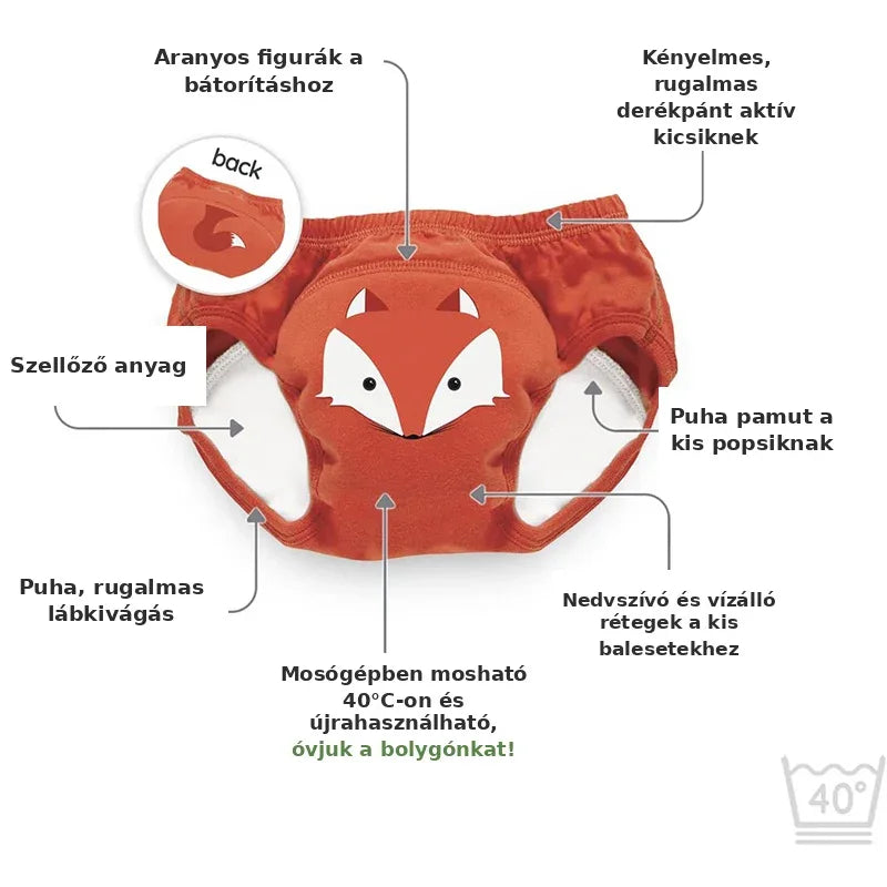 My Carry Potty  Training leszoktató bugyi cica 18-24 hó,dino - pink 2-3 éves,pingvin 2-3 éves,róka 2-3 éves,róka 18-24 hó,cica 2-3éves