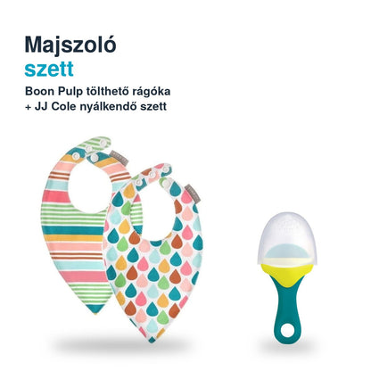 Majszoló szett summer garden – Boon Pulp tölthető rágóka kék és JJ Cole nyálkendő szett