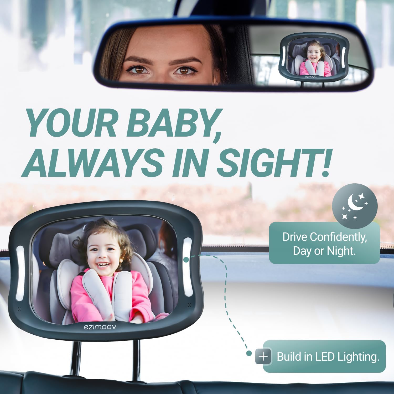 Ezimoov Mirror Led-autós tükör beépített éjszakai fénnyel és távirányítóval